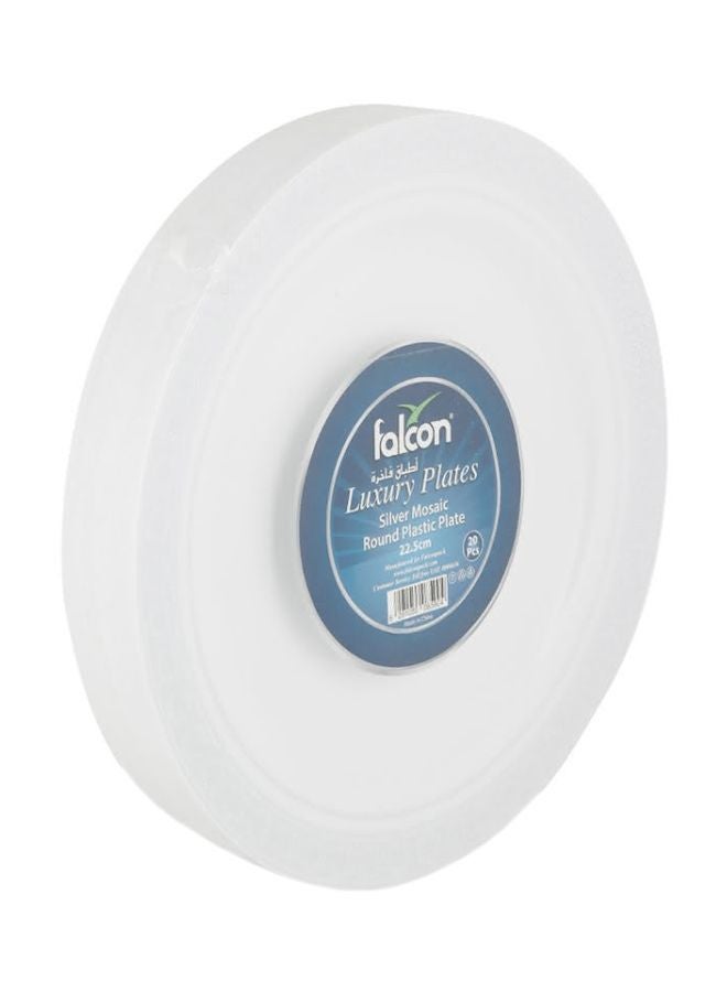 20-Piece Silver Mosaic Round Plate White 22.5cm
