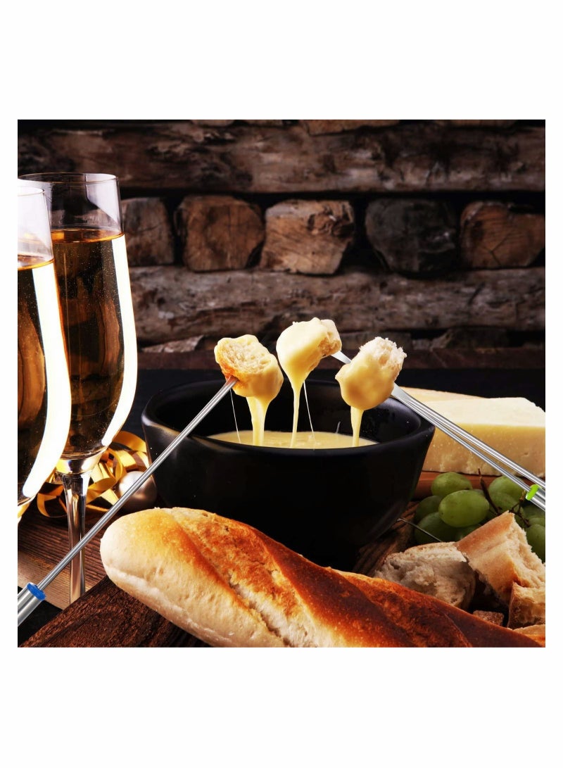 Marshmallow Roasting Sticks Stainless Steel Fondue Forks with Heat Resistant Handle for Chocolate Fountain Cheese Fondue Set of 12