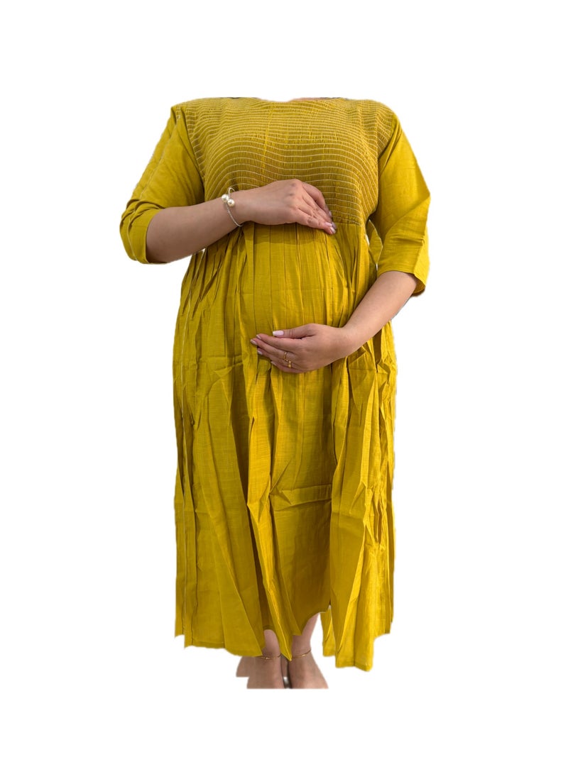 Zebees Smocked Cotton Maternity Dress, Comfortable & Stylish