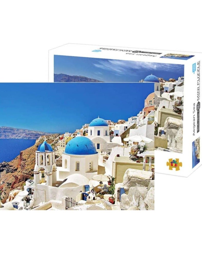 Puzzles 1000 Pieces for Adults Dreamy Aegean Sea Greece Santorini Landscape Puzzle 30 x 20 Inch Puzzle Toy Gift Fun Family Game Large Puzzle Game Artwork