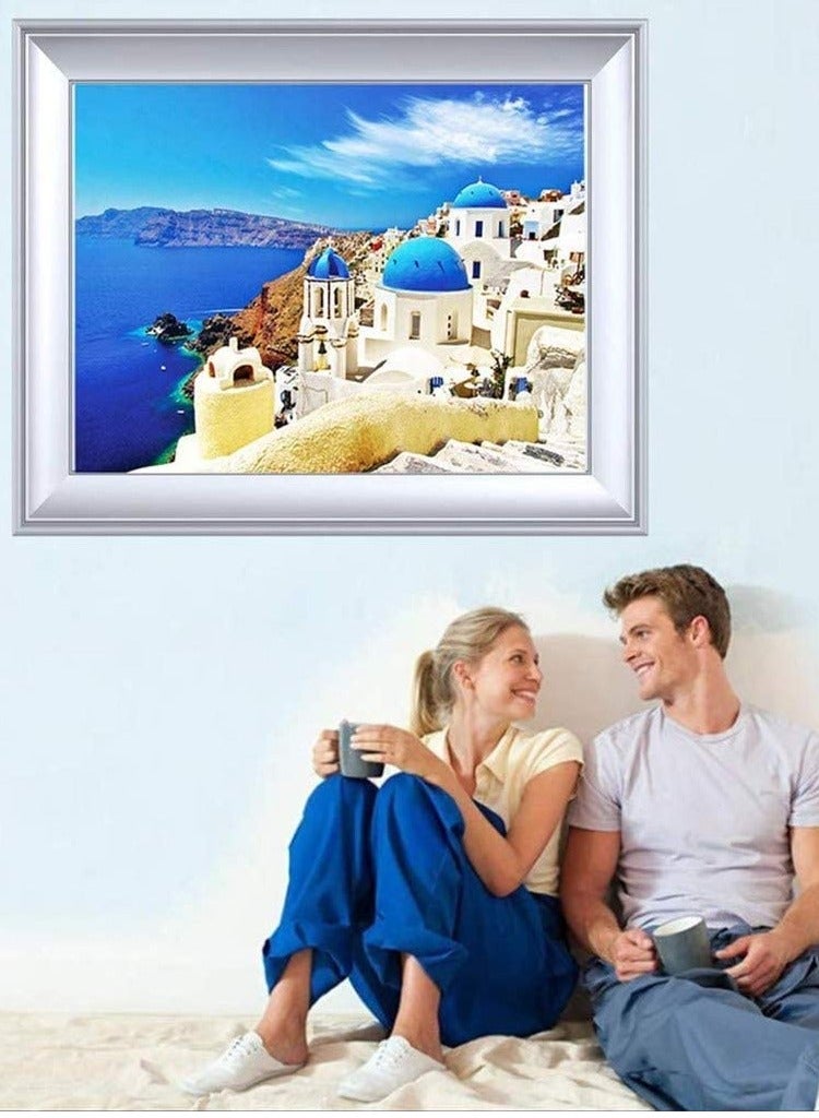 Puzzles 1000 Pieces for Adults Dreamy Aegean Sea Greece Santorini Landscape Puzzle 30 x 20 Inch Puzzle Toy Gift Fun Family Game Large Puzzle Game Artwork