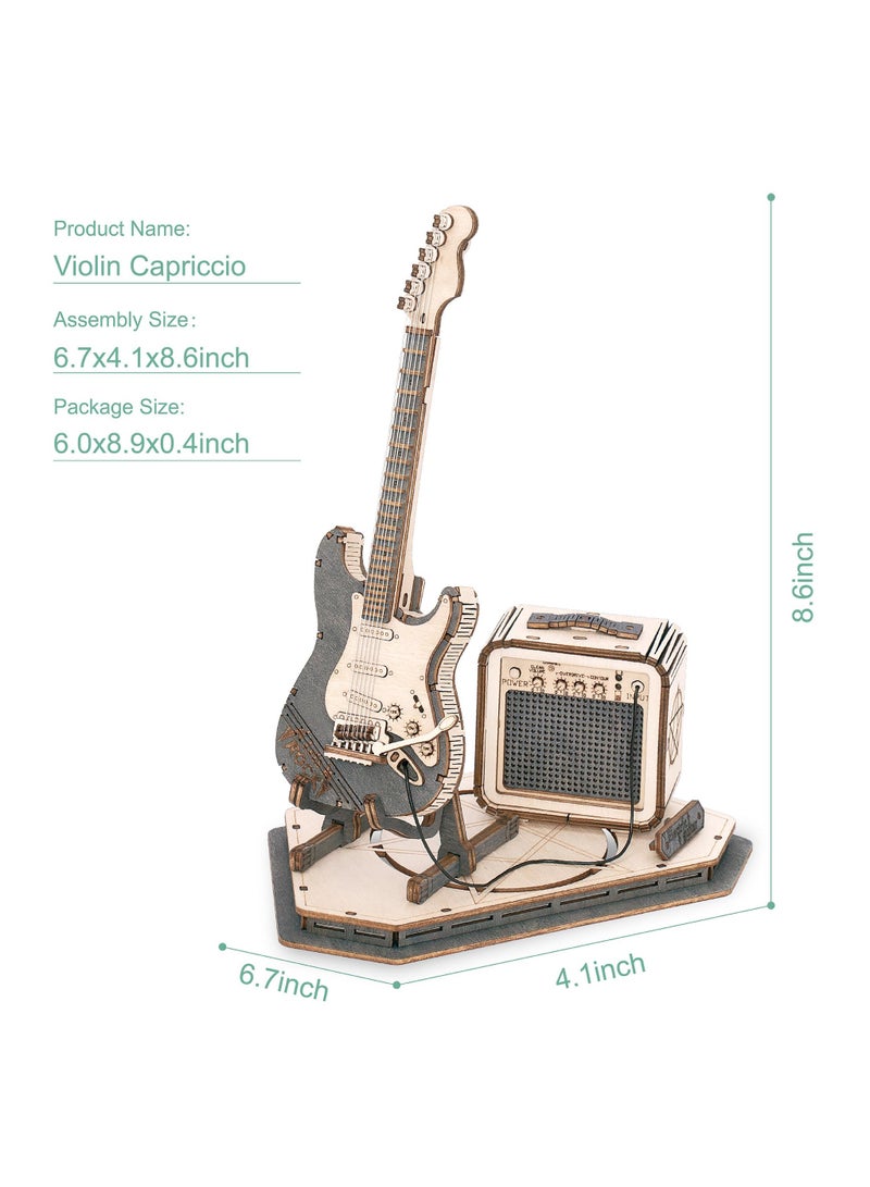 3D Puzzles Guitar for Adults, Wooden Music Box Kits-Cello Wood Model Kits for Adults, DIY Wooden Model Kit for Adults to Build, STEM Electric Guitar Desk Toy Project, Birthday Gifts Hobbies