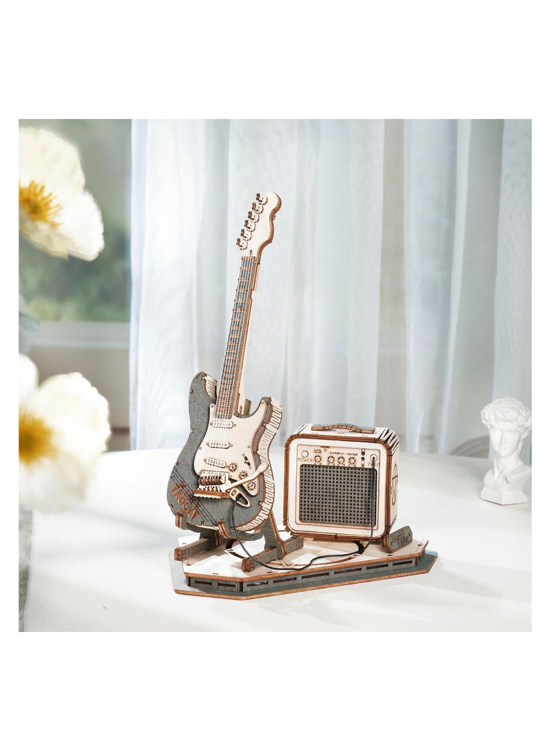 3D Puzzles Guitar for Adults, Wooden Music Box Kits-Cello Wood Model Kits for Adults, DIY Wooden Model Kit for Adults to Build, STEM Electric Guitar Desk Toy Project, Birthday Gifts Hobbies