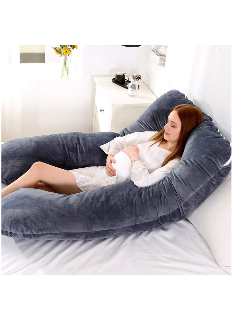 Pregnancy Pillow, U-Shape Maternity Pillow with Removable Cover, Full Body Pillow for Pregnant Women (Black)