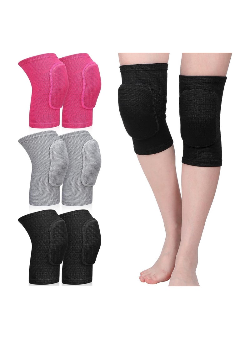 Knee Pad for Dance Volleyball, Knee Pads for Women Girls Dancers Yoga Floor Dance Non-slip Elastic Padded Knee Brace Support with Sponge Knee Protector Guards 3 Pairs, S