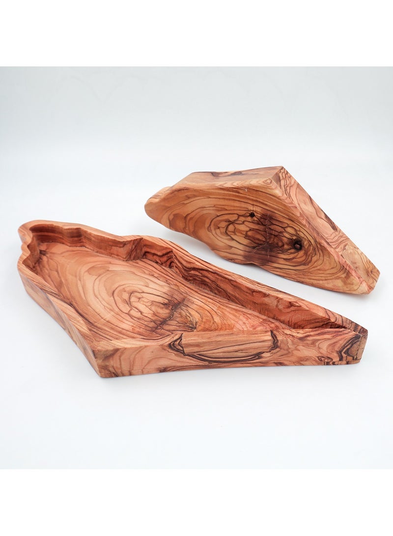 Olive Wood Map Tray | 2 Pcs set