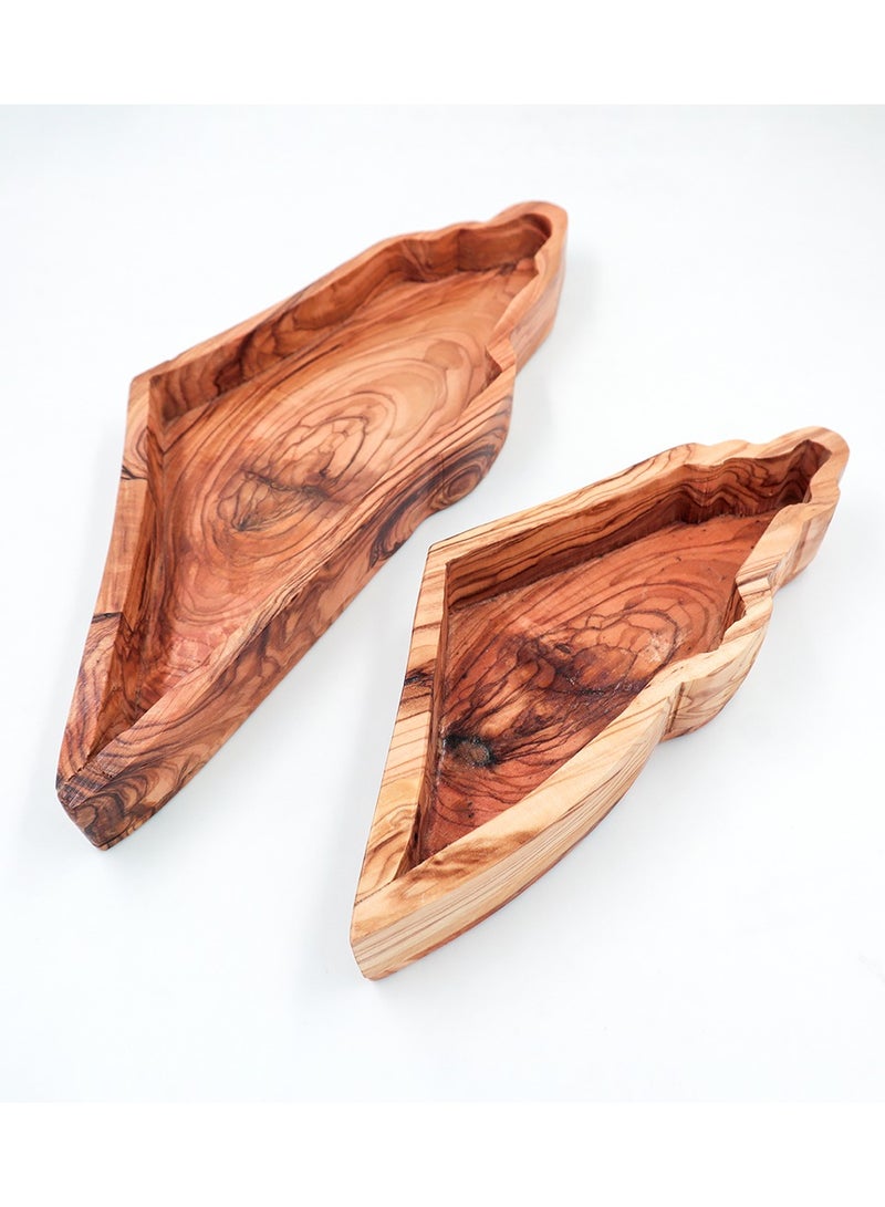 Olive Wood Map Tray | 2 Pcs set