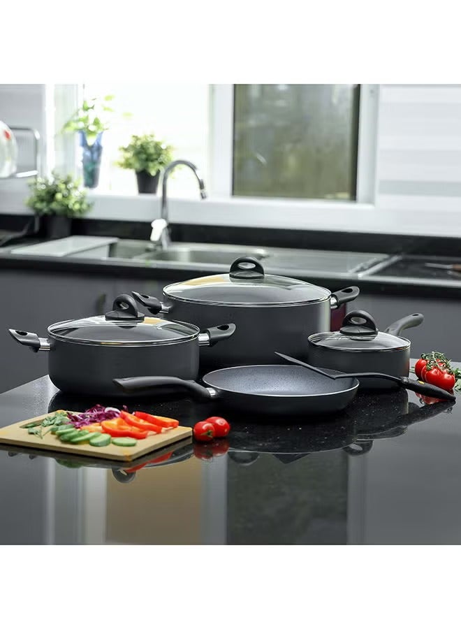 ever noon 8 piece non stick cookware set suitable for all stove tops gas, ceramic, halogen, induction, hot plate