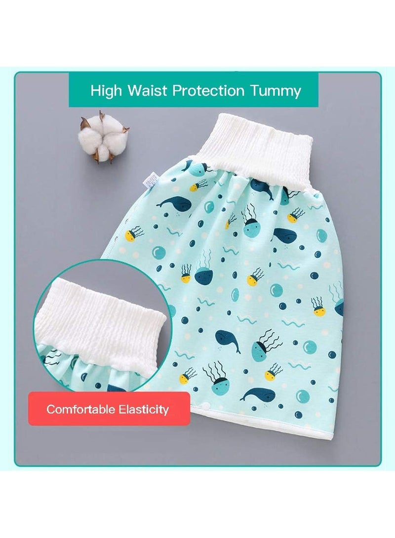 2 Pack Baby Diaper Skirt,Washable Waterproof Toddler Potty Training Skirt Cotton Toilet Training Nappy Skirt for Baby Boys Girls(L Size)