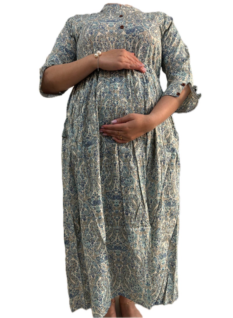 Zebees Soft Rayon Maternity Dress With Adjustable Belt