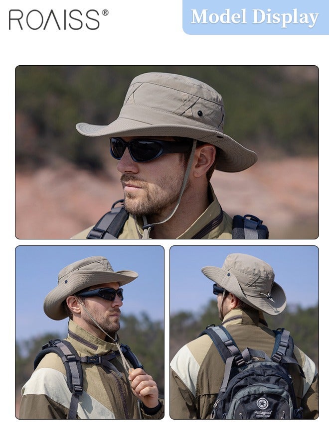 Wide Brim Sunscreen Bucket Hat for Men Women , UPF 50+ Fishing & Bucket Hat Sun Protection Beach Sun Hat for Hiking Camping Safari Adjustable Size