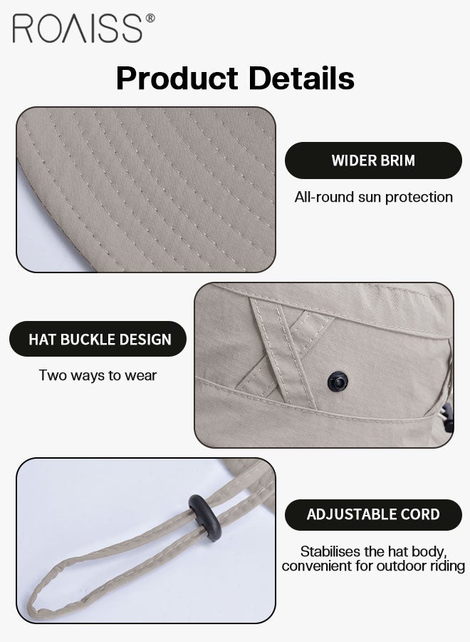 Wide Brim Sunscreen Bucket Hat for Men Women , UPF 50+ Fishing & Bucket Hat Sun Protection Beach Sun Hat for Hiking Camping Safari Adjustable Size