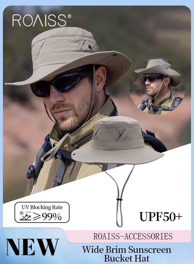 Wide Brim Sunscreen Bucket Hat for Men Women , UPF 50+ Fishing & Bucket Hat Sun Protection Beach Sun Hat for Hiking Camping Safari Adjustable Size