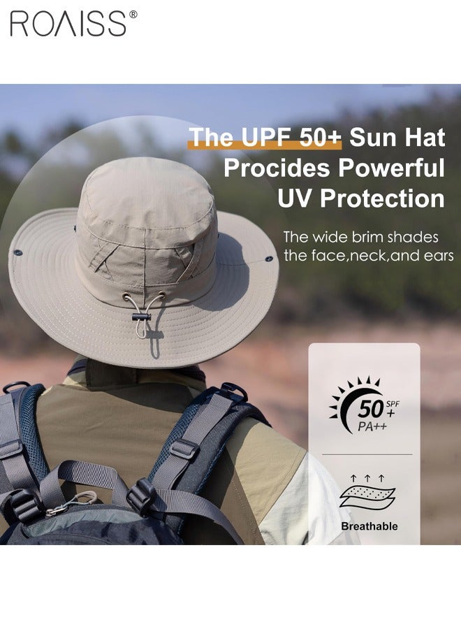 Wide Brim Sunscreen Bucket Hat for Men Women , UPF 50+ Fishing & Bucket Hat Sun Protection Beach Sun Hat for Hiking Camping Safari Adjustable Size