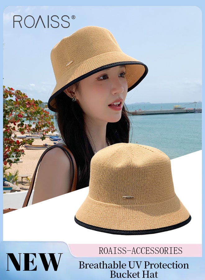 Women's Breathable UV Protection Bucket Hat, Lightweight Breathable Sun Hat with UV Protection for Summer Beach Outdoor, Fashion Accessories