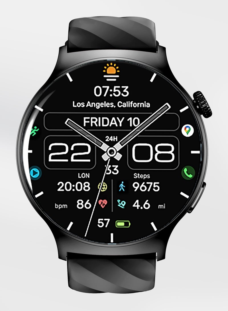 Smart Watch 3 Pro - 1.43” AMOLED Display, Bluetooth Calling, Fitness Tracker, Sports Modes, Heart Rate & Sleep Monitor, IP68 Waterproof, 270mAh Battery, Compatible with Android & iOS