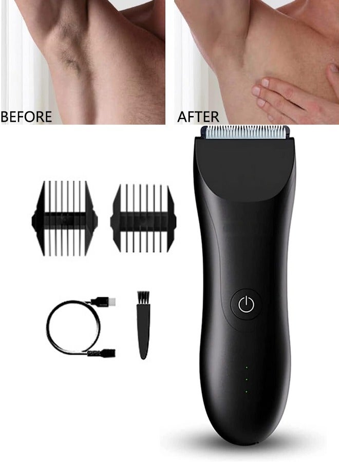 Body Hair Trimmer Groin Hair Trimmer for Men and Women All-in-one Hair Clipper with Adjustable Guide Comb Ceramic Blade Heads Male Hygiene Razor Clippers Waterproof Shaver