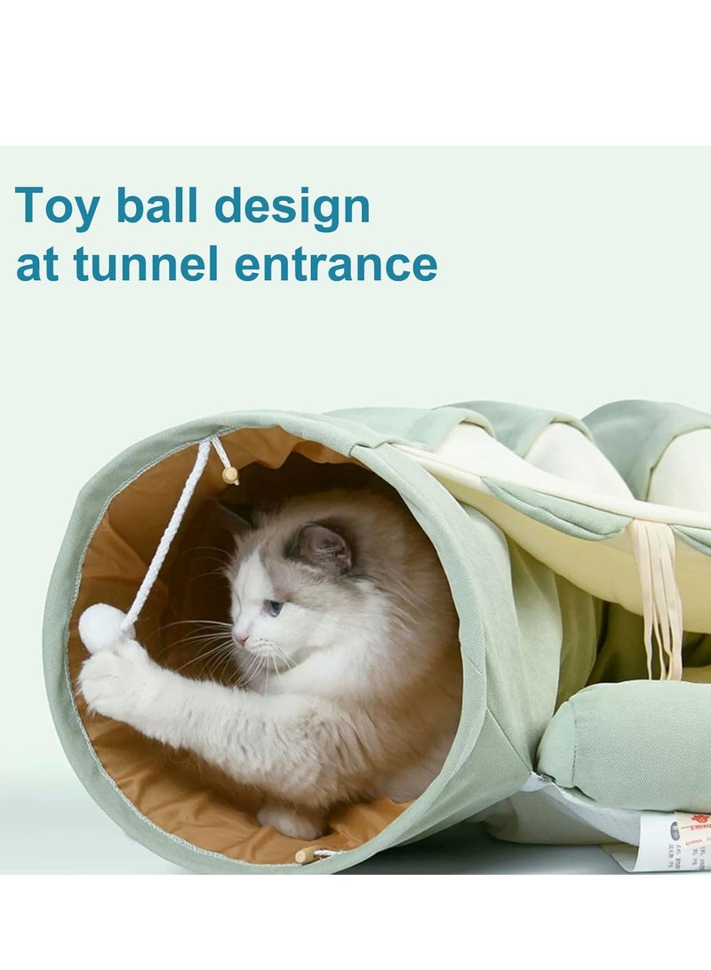 Cat Tunnel Bed,Removable and Washable Cat Toys Tunnel, Premium Multifunction 2-in-1 Pet Tunnel Tube 4 Colors (Green, Matcha)