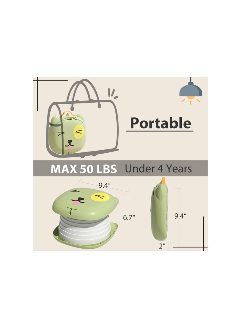 Portable Potty, for Toddler Travel Foldable Potty Training Toilet, Kids Boys&Girls Training Toilet Seatfor Car Camping Indoor Outdoor Bathroom for Boys Girls Baby Kids Children (Green)