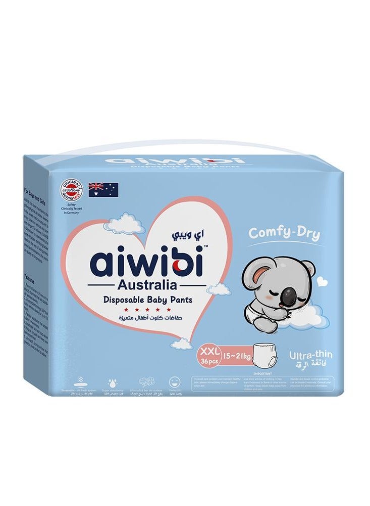 Aiwibi Comfy Dry Baby Pants Size 6-XXL (15-21kg) 36's - Pack Of 3