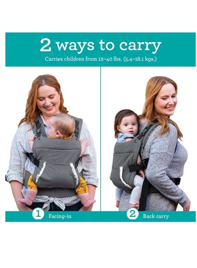 Ergonomic Hoodie Baby Carrier With Removable Canopy, Grey