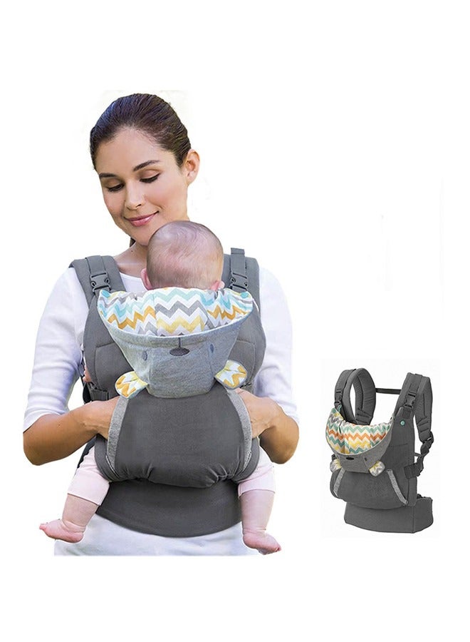 Ergonomic Hoodie Baby Carrier With Removable Canopy, Grey