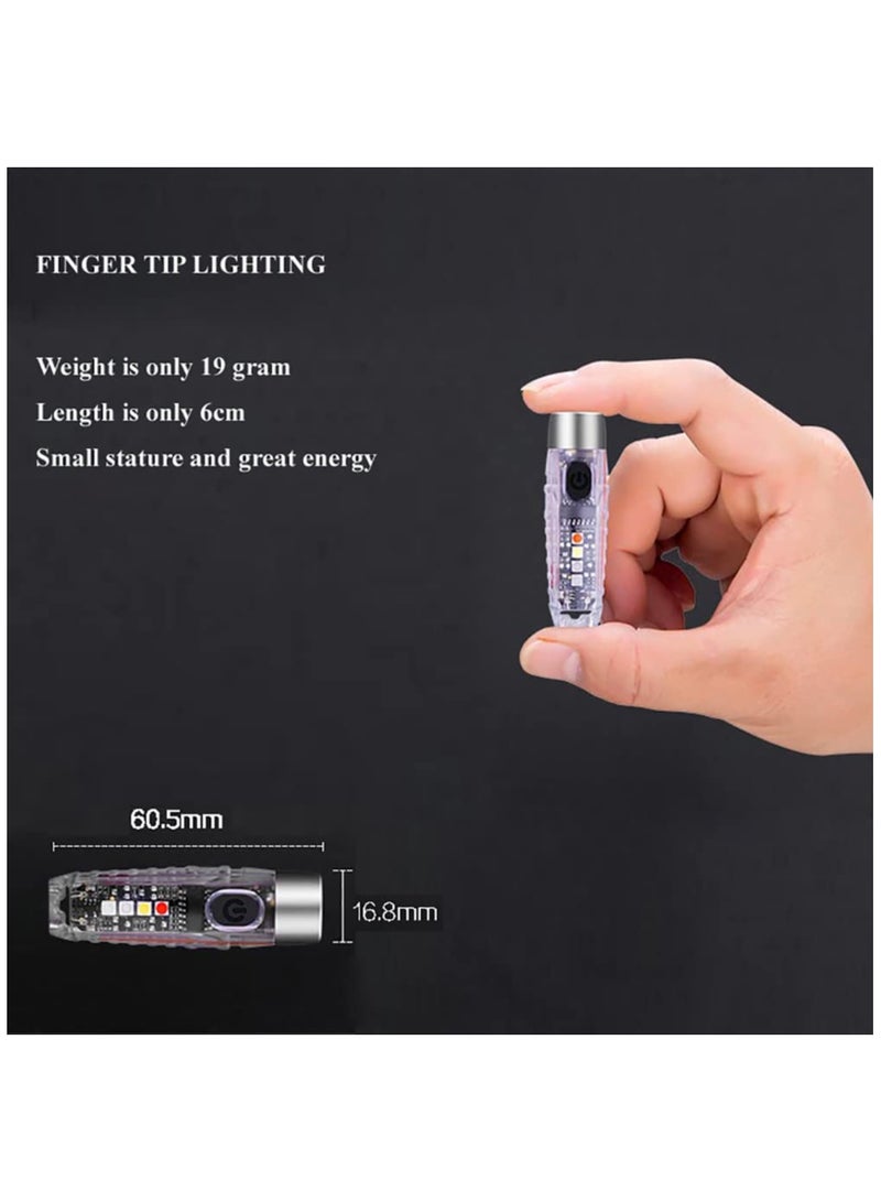 S12 Plus Mini LED Flashlights USB Rechargeable Small Keychain Flashlight with 11 Modes of Main & Side Light, Portable Pocket EDC Flash Light for Daily Using, Backpacking, Camping, Hiking, etc.