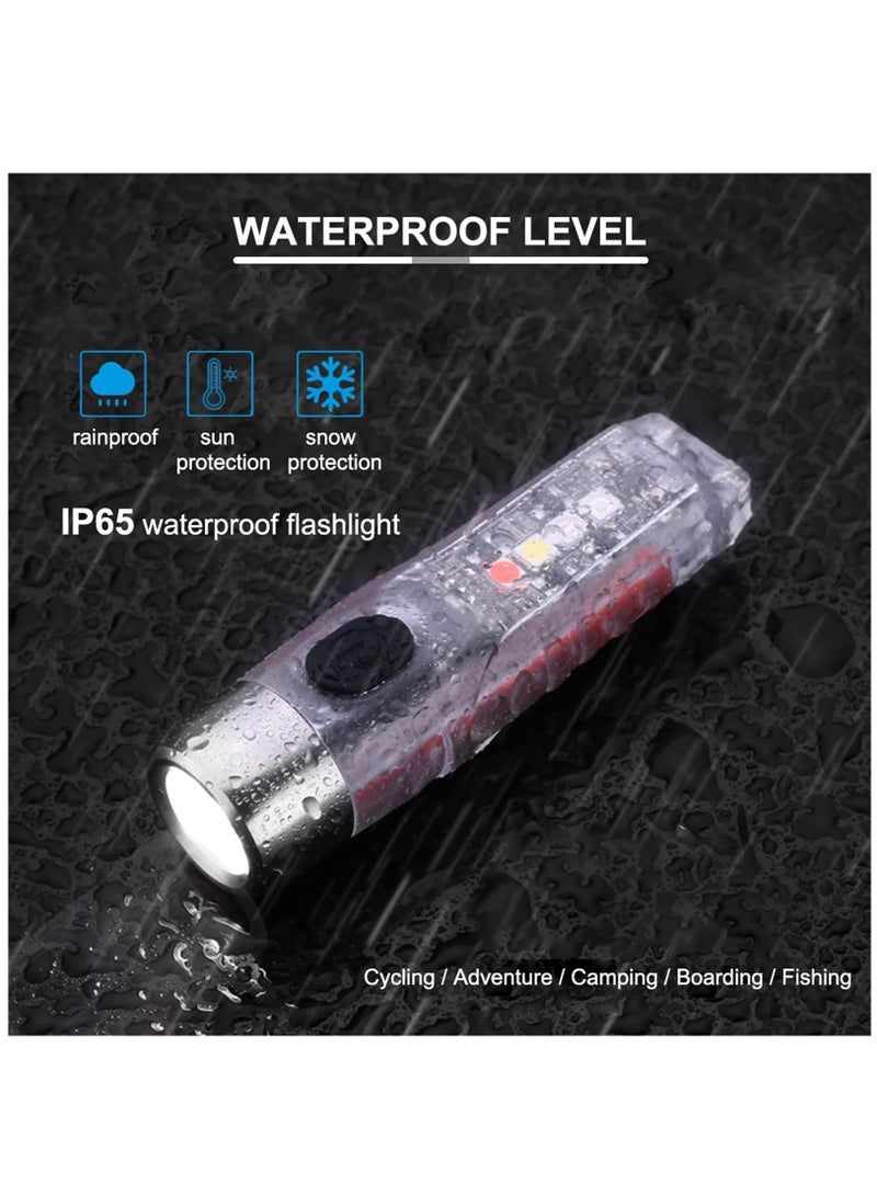 S12 Plus Mini LED Flashlights USB Rechargeable Small Keychain Flashlight with 11 Modes of Main & Side Light, Portable Pocket EDC Flash Light for Daily Using, Backpacking, Camping, Hiking, etc.