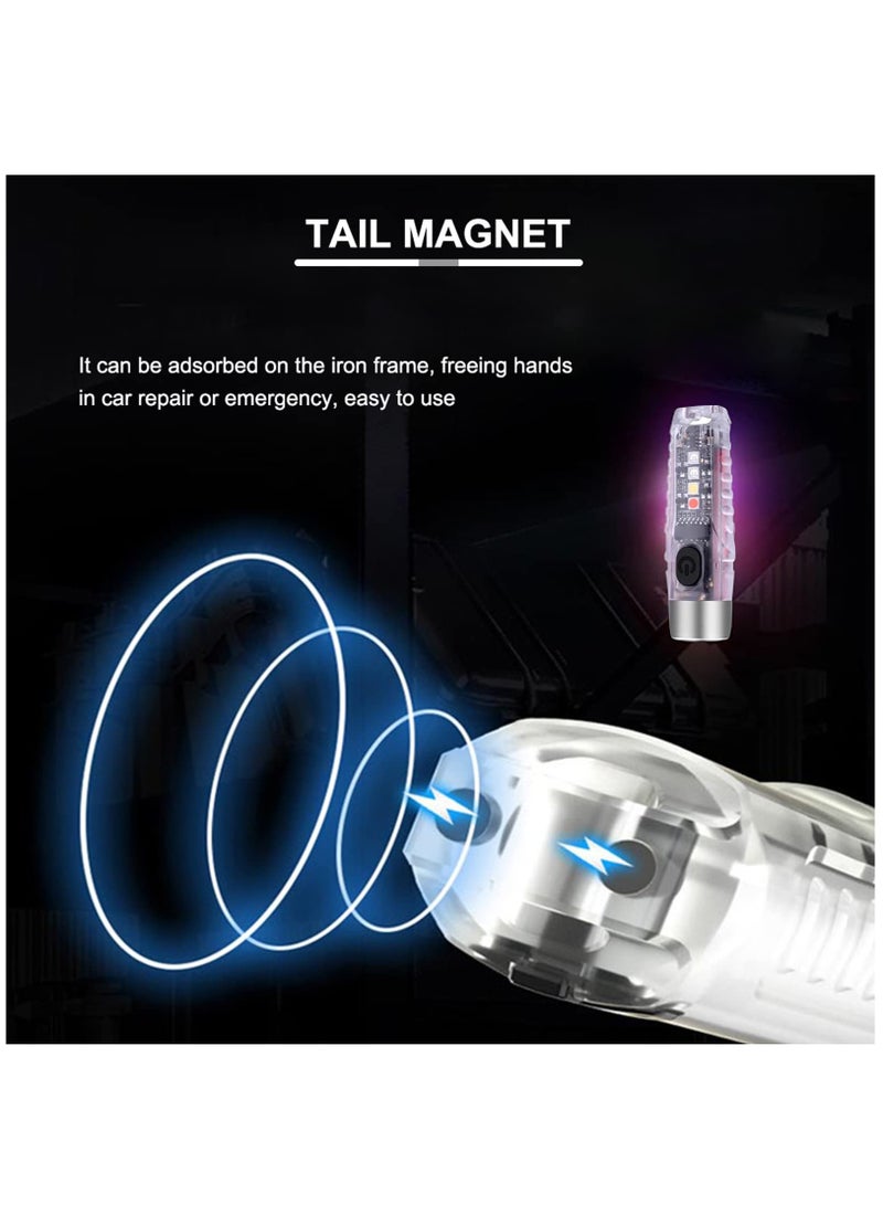 S12 Plus Mini LED Flashlights USB Rechargeable Small Keychain Flashlight with 11 Modes of Main & Side Light, Portable Pocket EDC Flash Light for Daily Using, Backpacking, Camping, Hiking, etc.