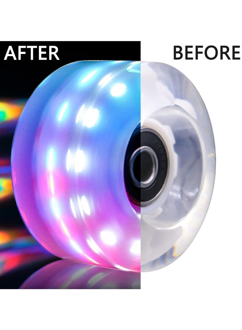 Roller Skate Wheels with Luminous Quad[8 Pack], Light Up Speed Skates Wheels for Indoor or Outdoor Double Row Skating and Skateboard