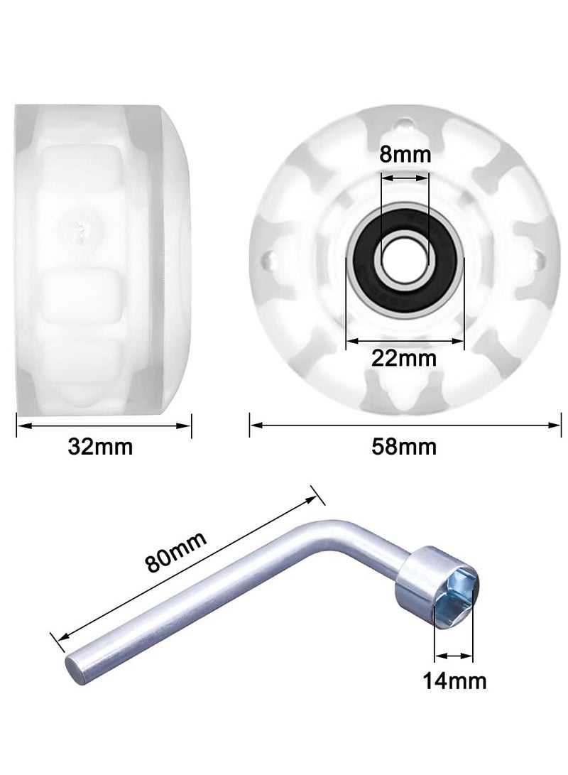 Roller Skate Wheels with Luminous Quad[8 Pack], Light Up Speed Skates Wheels for Indoor or Outdoor Double Row Skating and Skateboard