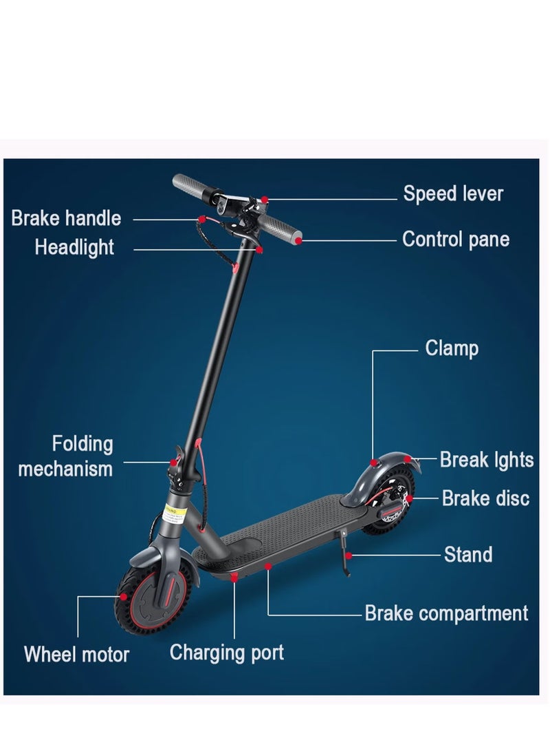 High-Speed Electric Scooter for Adults | 350W Motor | 8.5 Inch Tires | Max Speed 50 Km/h | 20 Miles Range | Foldable E-Scooter with App Control & E-ABS