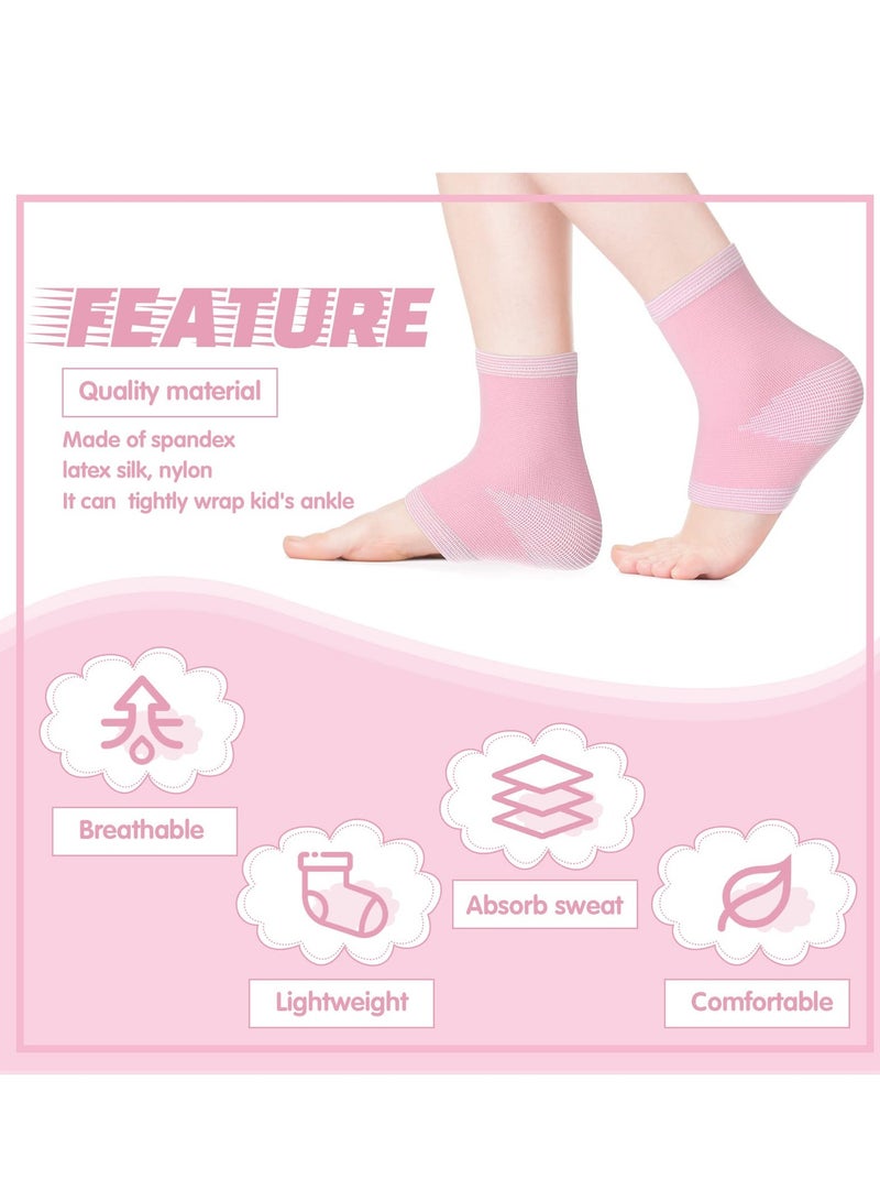 3 Pair Ankle Compression Sleeves for Kids - Foot Arch Support Sleeve Socks, Ankle Brace Compression Sleeves for Girls in Pink, Ideal for Sports, Running, Dance, Fitness, Gymnastics (Pink, Large)