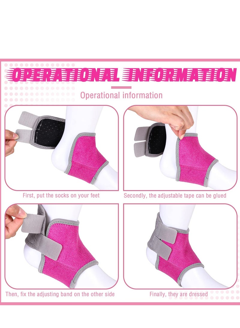 2 Pairs Kids Ankle Brace Set Foot Support Stabilizer Wraps Protector Guard Knitted Ankle Sleeve Sock Support Ankle Support Compression Socks for Injury Prevention, Pink