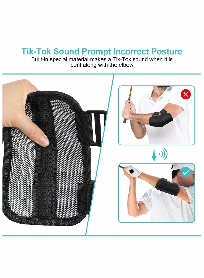 Golf Swing Training Aid Elbow, Golf Swing Trainer Straight Arm Golf Training Aid with TIK-Tok Sound Notifications, Posture Correction Brace for Golf Beginner Training to Correct Elbow Posture