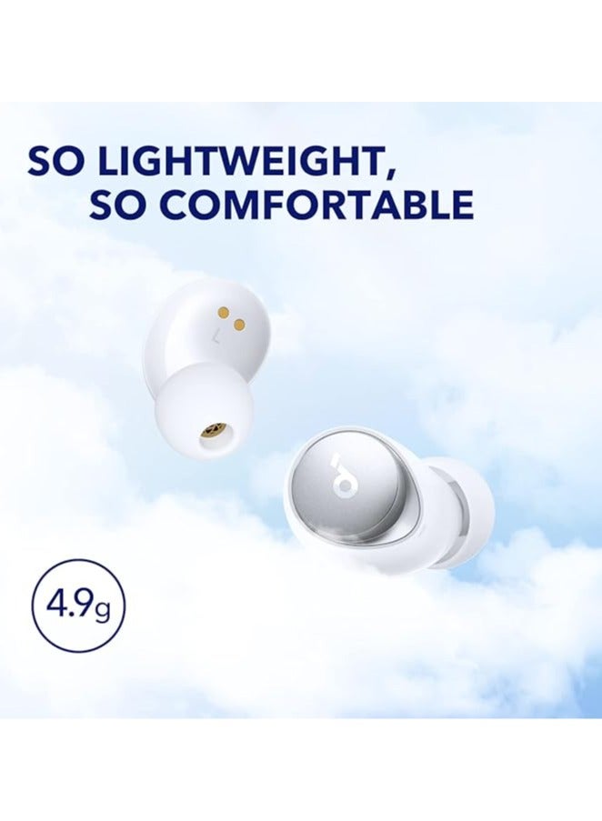 Space A40 Auto-Adjustable Active Noise Cancelling Wireless Earbuds, Reduce Noise by Up to 98%, 50H Playtime, Hi-Res Sound, Comfortable Fit, App Customization, Wireless Charge White