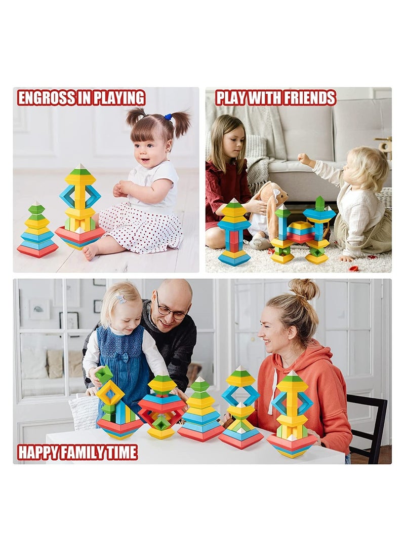 Stacking Toys for Toddlers, Montessori Toys for 1 2 3 4 5 Year Old Girls Boys Toddlers, Preschool Learning Activities, 30Pcs Building Blocks Stacking Educational Toys STEM Sensory Toys Gifts for Kids