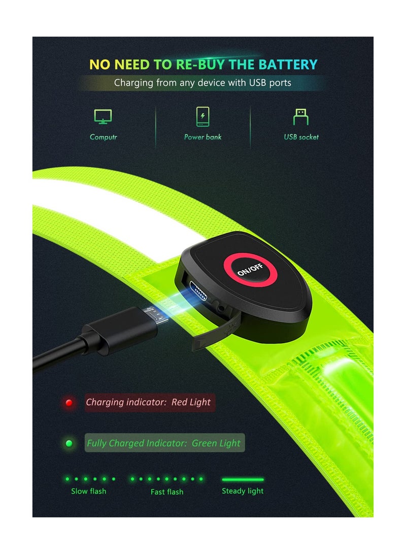 LED Reflective Safety Belt for Night Walking and Running, High Visibility Rechargeable Sash for Men and Women, Durable Light-Up Running Gear for Enhanced Safety.