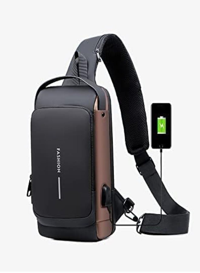 Anti theft Crossbody Sling bag,Shoulder Backpack,Lightweight Chest Daypack with USB Charging Port,Fit for 9.7'' ipad