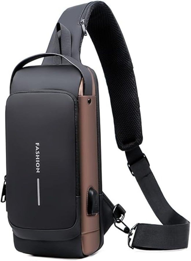 Anti theft Crossbody Sling bag,Shoulder Backpack,Lightweight Chest Daypack with USB Charging Port,Fit for 9.7'' ipad