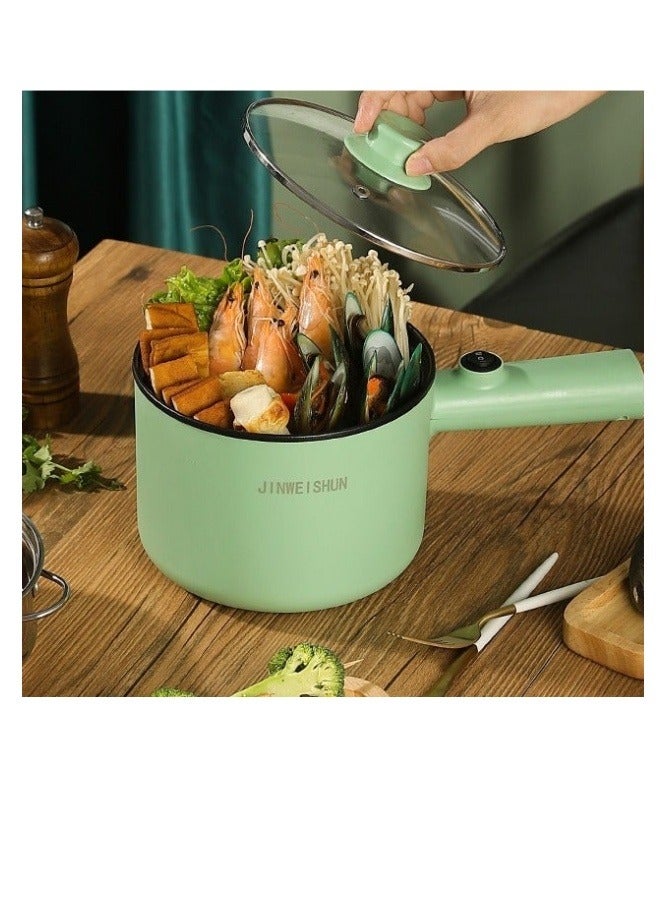 Electric Hot Pot with Steamer and Non-Stick Frying Pan - Ideal for Ramen, Pasta, and More! BPA Free, Over-Heating and Boil Dry Protection - Green