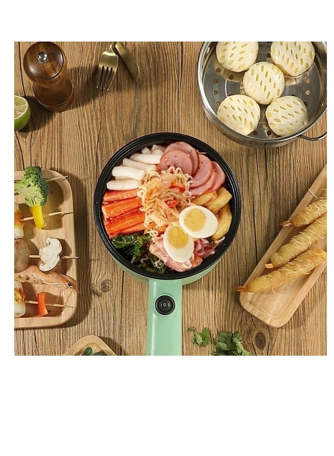 Electric Hot Pot with Steamer and Non-Stick Frying Pan - Ideal for Ramen, Pasta, and More! BPA Free, Over-Heating and Boil Dry Protection - Green