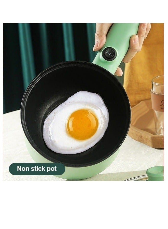 Electric Hot Pot with Steamer and Non-Stick Frying Pan - Ideal for Ramen, Pasta, and More! BPA Free, Over-Heating and Boil Dry Protection - Green