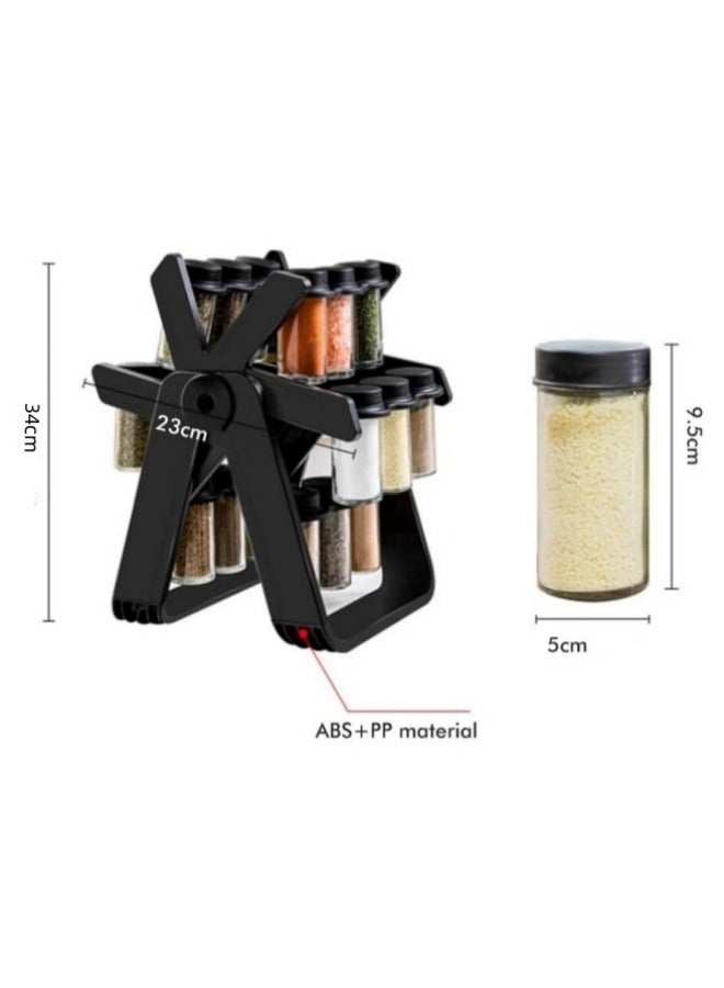 Spice Jar Set with 18 Spice Jars 360 Degree Rotation Spice Rack