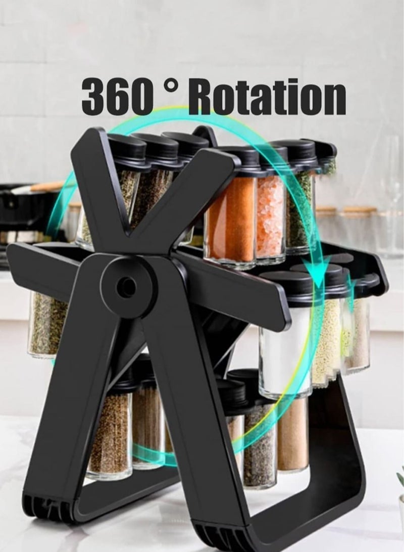 Spice Jar Set with 18 Spice Jars 360 Degree Rotation Spice Rack