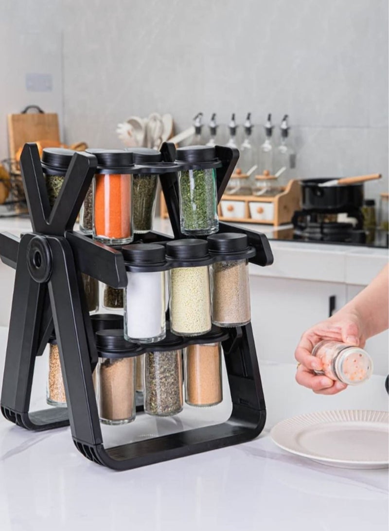 Spice Jar Set with 18 Spice Jars 360 Degree Rotation Spice Rack