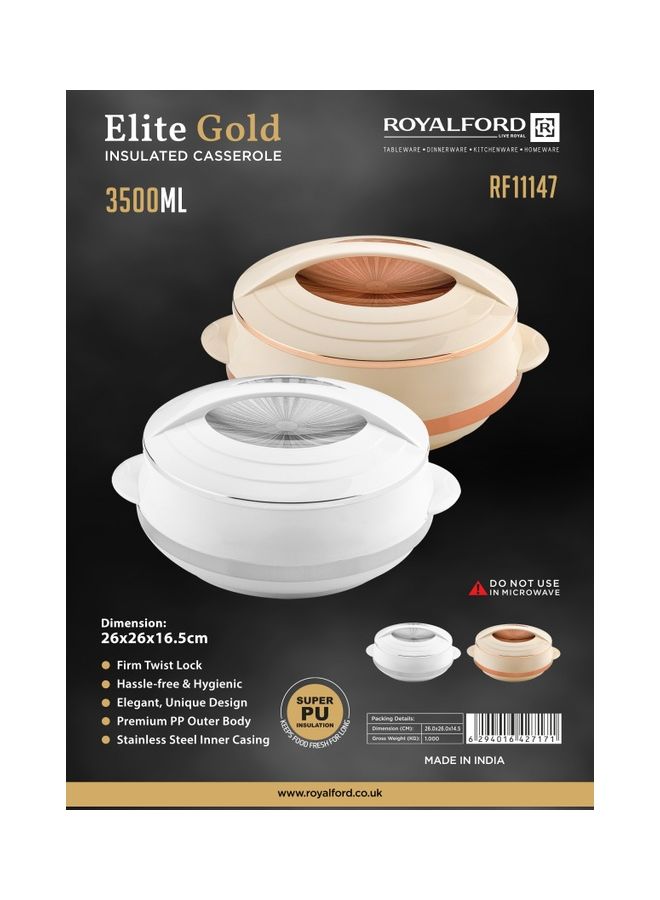 Elite Gold Insulated Casserole Assorted Colors 3500ml