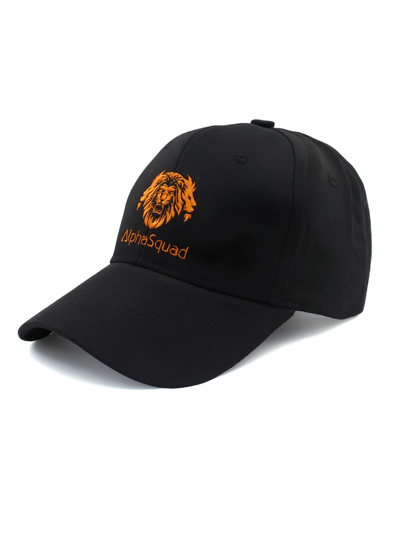 AlphaSquad Baseball Cap Unisex Adjustable Size for Sports, Running, Gym Workouts and Outdoor Activities (Black Orange)