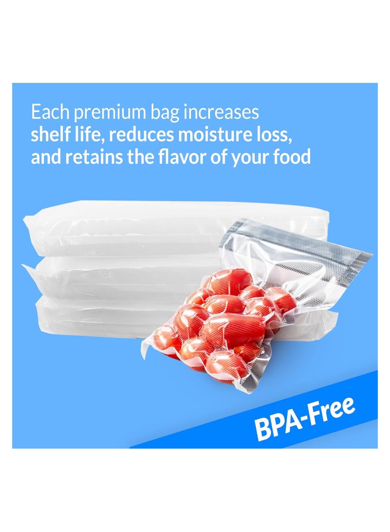 Vacuum Sealer Bags, 100 Bags Pre-Cut Embossed Vacuum Bags, BPA Free Vacuum Seal Bags, Universal Design Pre-Cut Bag, for Sous Vide, Food Freezer Storage, Food Prep, Pint Size, Clear (6x10 in.)