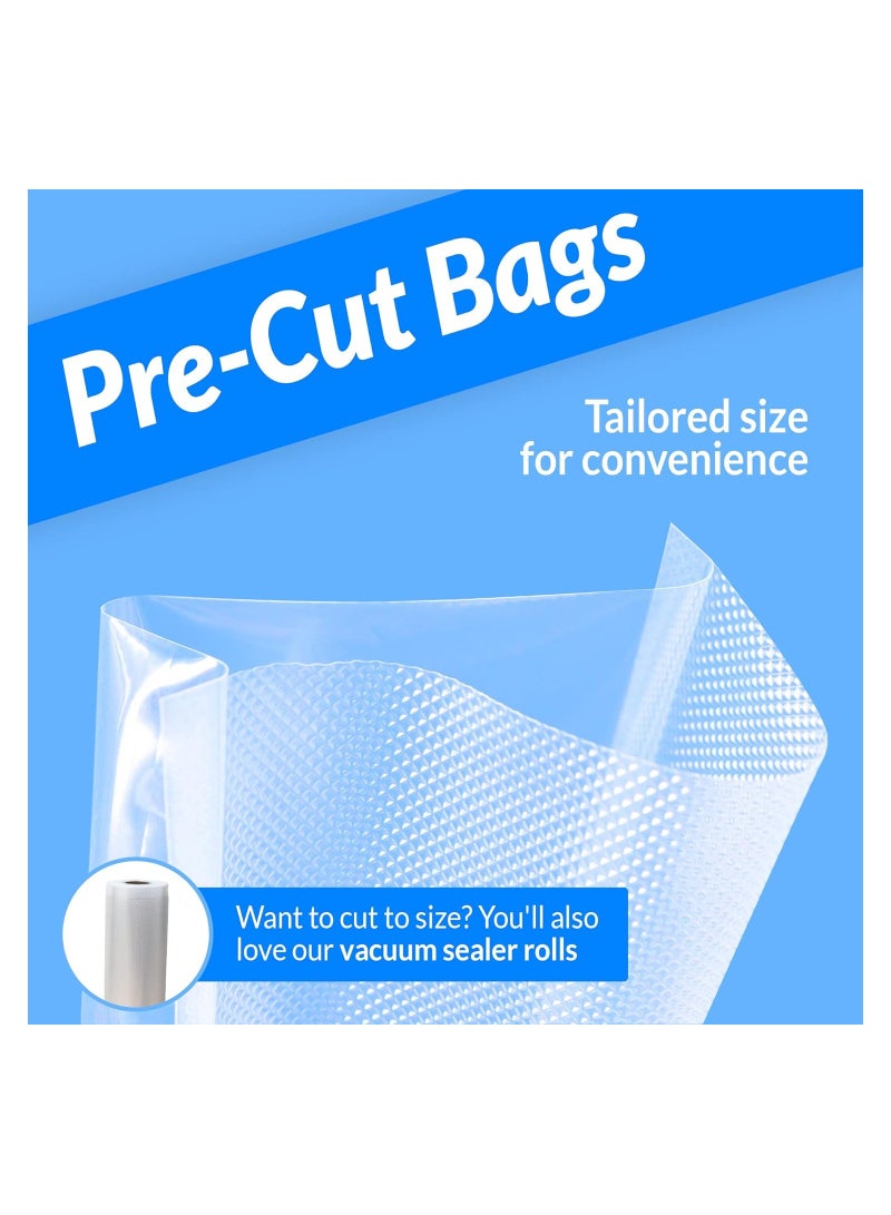 Vacuum Sealer Bags, 100 Bags Pre-Cut Embossed Vacuum Bags, BPA Free Vacuum Seal Bags, Universal Design Pre-Cut Bag, for Sous Vide, Food Freezer Storage, Food Prep, Pint Size, Clear (6x10 in.)